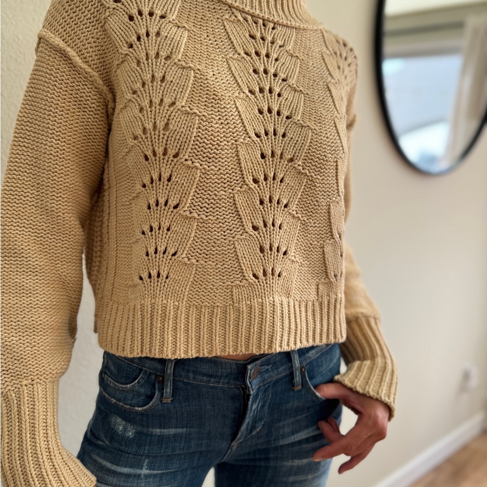 Free People Beige Knit Women's Sweater